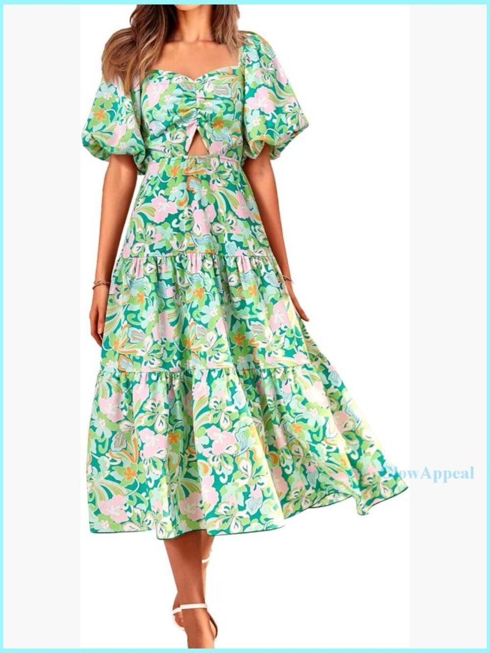 Floral Maxi Dress with Puff Sleeves Smocked Back Casual Boho Summer